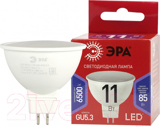Изображение товара Лампа ЭРА Red Line LED MR16-11W-865-GU5.3 / Б0045347