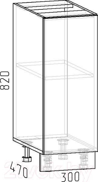 Изображение товара Шкаф-стол кухонный Интермебель Микс Топ ШСР 850-1-300 без столешницы (дуб крафт золотой)