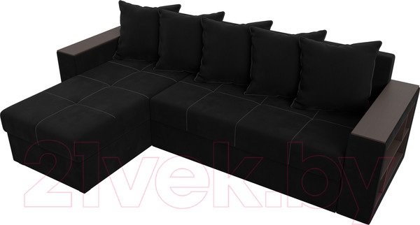 Изображение товара Диван угловой Лига Диванов Дубай лайт левый (микровельвет черный)