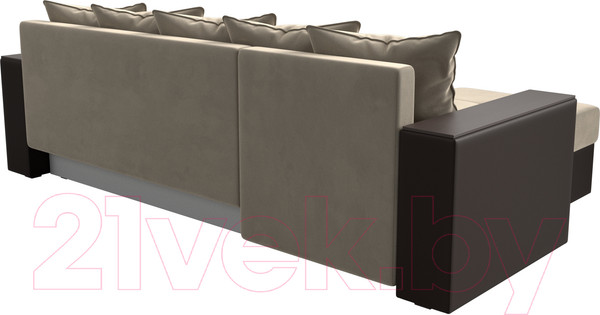 Изображение товара Диван угловой Лига Диванов Дубай лайт левый (микровельвет бежевый/экокожа коричневый)