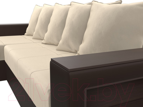 Изображение товара Диван угловой Лига Диванов Дубай лайт левый (микровельвет бежевый/экокожа коричневый)