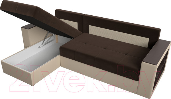 Изображение товара Диван угловой Лига Диванов Дубай лайт левый (микровельвет коричневый/экокожа бежевый)