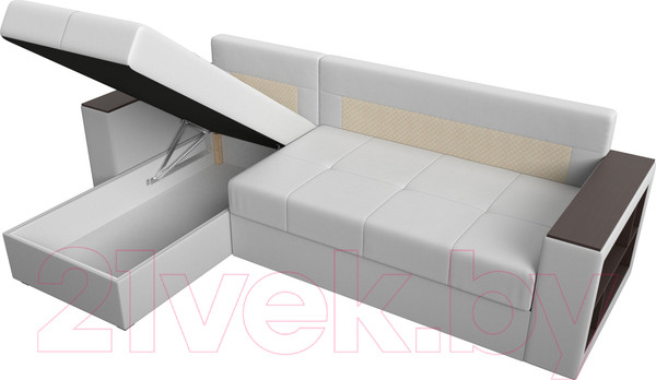 Изображение товара Диван угловой Лига Диванов Дубай лайт левый (экокожа белый)
