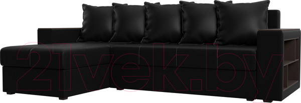 Изображение товара Диван угловой Лига Диванов Дубай лайт левый (экокожа черный)