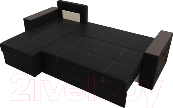 Изображение товара Диван угловой Лига Диванов Дубай лайт левый (экокожа черный)