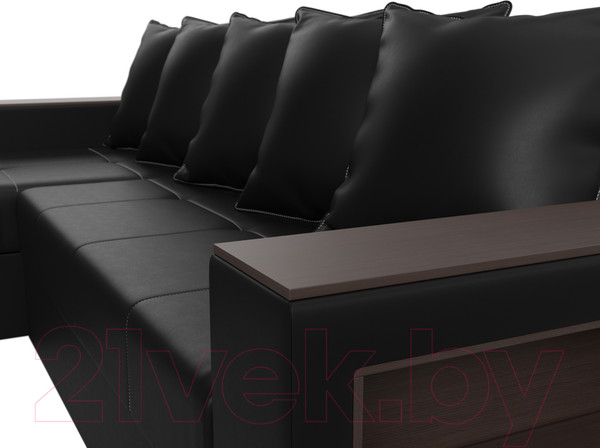 Изображение товара Диван угловой Лига Диванов Дубай лайт левый (экокожа черный)