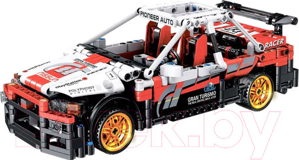 Изображение товара Конструктор инерционный Bondibon Гоночная машина / ВВ5682 (591эл, белый/красный)