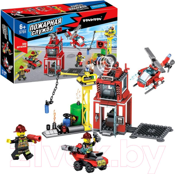 Изображение товара Конструктор Bondibon Пожарная Служба Пожарная команда / ВВ5731 (300эл)