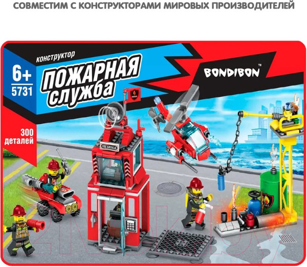 Изображение товара Конструктор Bondibon Пожарная Служба Пожарная команда / ВВ5731 (300эл)