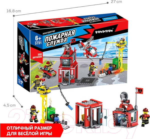 Изображение товара Конструктор Bondibon Пожарная Служба Пожарная команда / ВВ5731 (300эл)