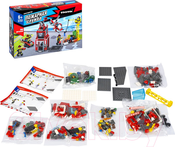Изображение товара Конструктор Bondibon Пожарная Служба Пожарная команда / ВВ5731 (300эл)