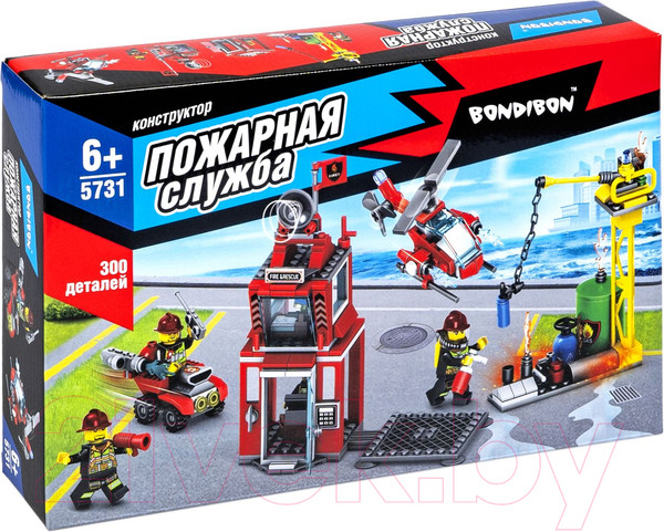 Изображение товара Конструктор Bondibon Пожарная Служба Пожарная команда / ВВ5731 (300эл)