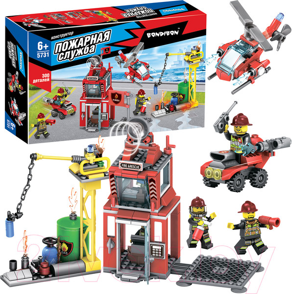 Изображение товара Конструктор Bondibon Пожарная Служба Пожарная команда / ВВ5731 (300эл)