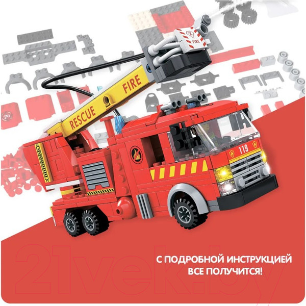 Изображение товара Конструктор Bondibon Пожарная Служба. Пожарная машина / ВВ5706 (364эл)