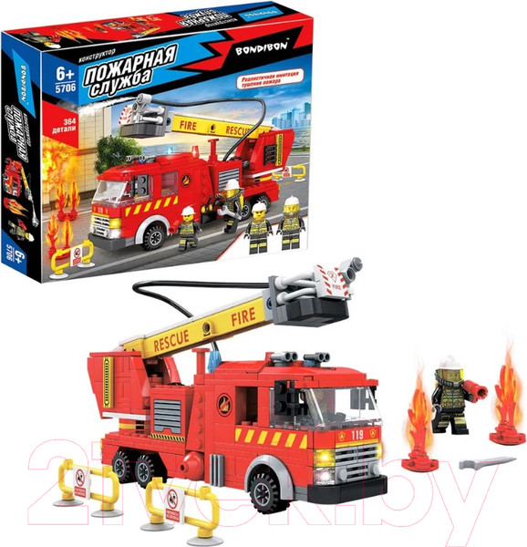 Изображение товара Конструктор Bondibon Пожарная Служба. Пожарная машина / ВВ5706 (364эл)