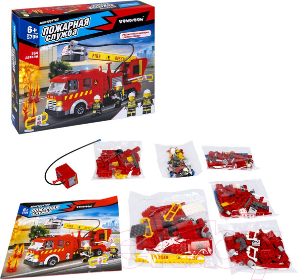 Изображение товара Конструктор Bondibon Пожарная Служба. Пожарная машина / ВВ5706 (364эл)