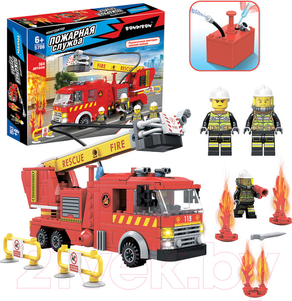 Изображение товара Конструктор Bondibon Пожарная Служба. Пожарная машина / ВВ5706 (364эл)