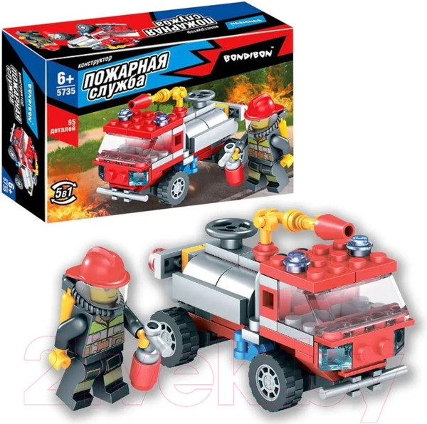 Изображение товара Конструктор Bondibon Пожарная служба Пожарная машина / ВВ5735 (95эл)