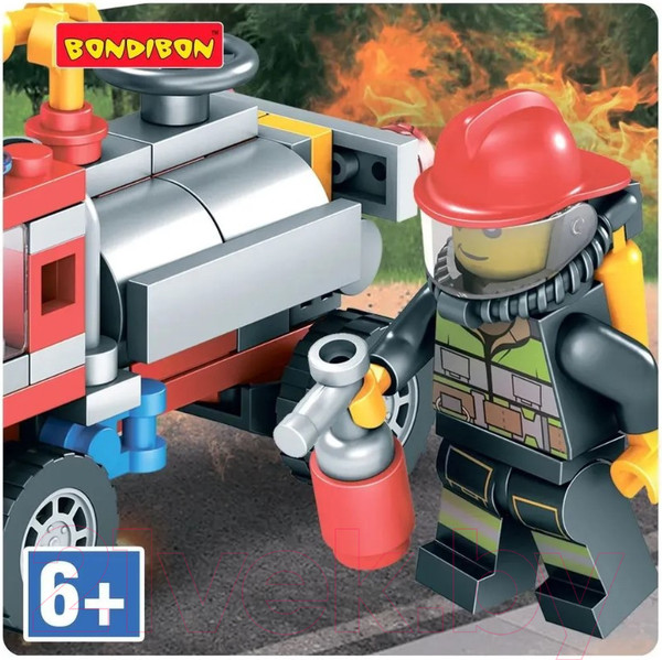 Изображение товара Конструктор Bondibon Пожарная служба Пожарная машина / ВВ5735 (95эл)