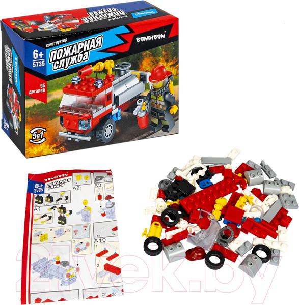 Изображение товара Конструктор Bondibon Пожарная служба Пожарная машина / ВВ5735 (95эл)
