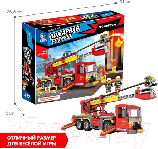 Изображение товара Конструктор Bondibon Пожарная Служба Пожарная машина / ВВ5705 (349эл)