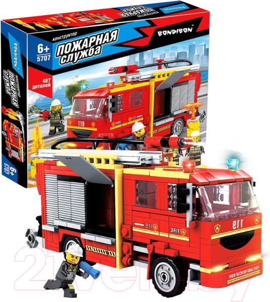 Изображение товара Конструктор Bondibon Пожарная Служба Пожарная машина / ВВ5707 (487эл)