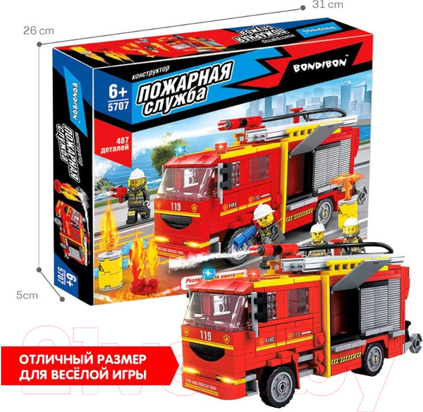 Изображение товара Конструктор Bondibon Пожарная Служба Пожарная машина / ВВ5707 (487эл)