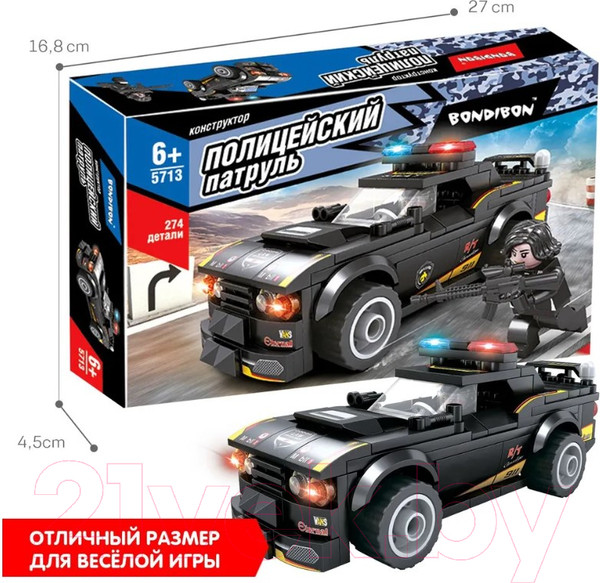 Изображение товара Конструктор Bondibon Полицейский патруль Машина / ВВ5713 (274эл)