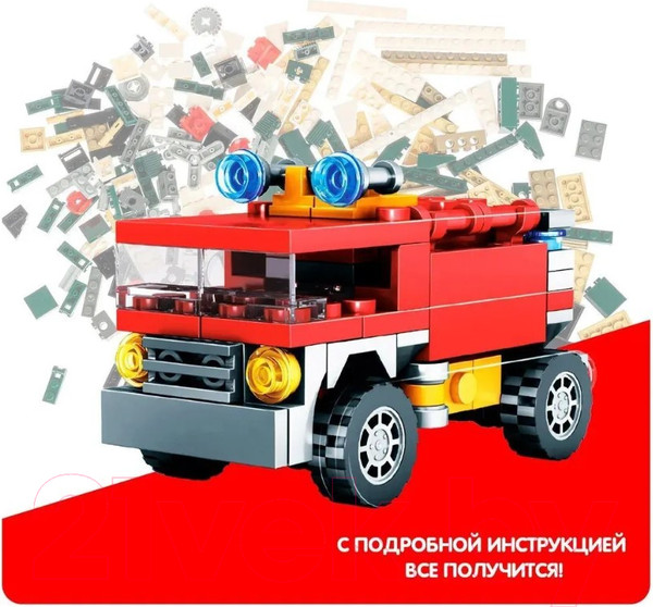 Изображение товара Конструктор Bondibon Пожарная Служба. Пожарная машина / ВВ5732 (100эл)