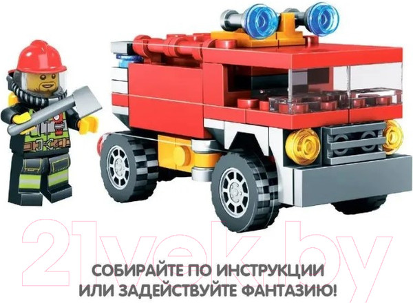 Изображение товара Конструктор Bondibon Пожарная Служба. Пожарная машина / ВВ5732 (100эл)