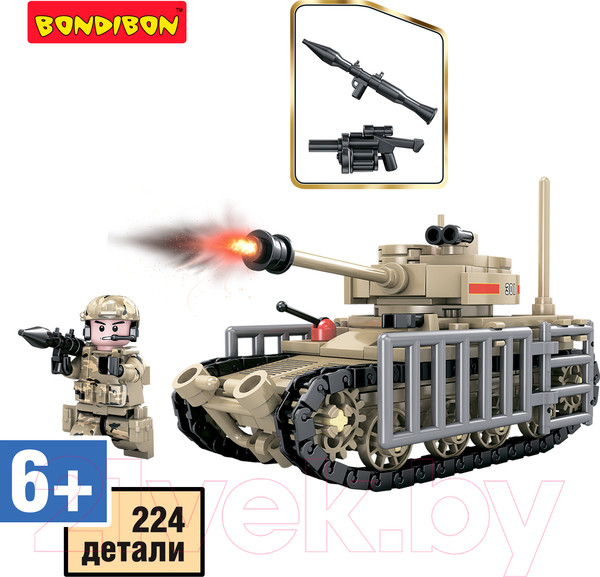 Изображение товара Конструктор Bondibon Военный Десант Танк / ВВ5704 (224эл)