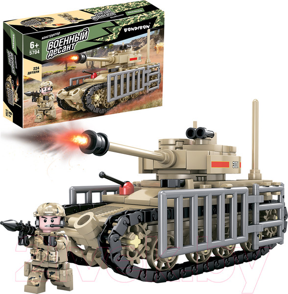 Изображение товара Конструктор Bondibon Военный Десант Танк / ВВ5704 (224эл)