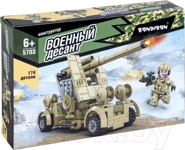 Изображение товара Конструктор Bondibon Военный Десант Зенитная установка / ВВ5703 (174эл)