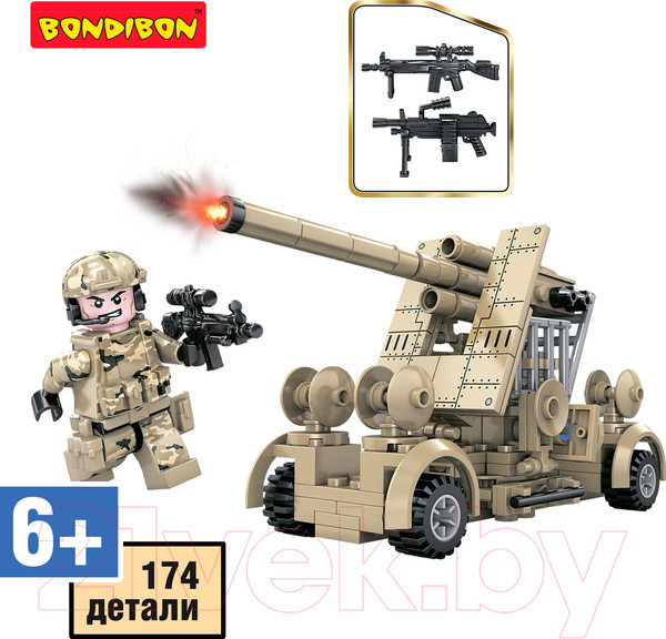 Изображение товара Конструктор Bondibon Военный Десант Зенитная установка / ВВ5703 (174эл)