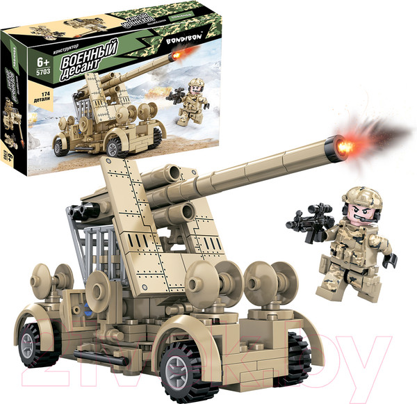 Изображение товара Конструктор Bondibon Военный Десант Зенитная установка / ВВ5703 (174эл)