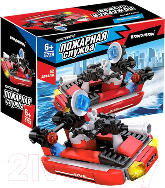 Изображение товара Конструктор Bondibon Пожарная Служба Катер / ВВ5729 (52эл)