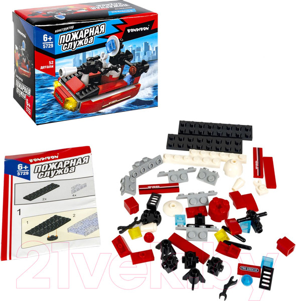 Изображение товара Конструктор Bondibon Пожарная Служба Катер / ВВ5729 (52эл)