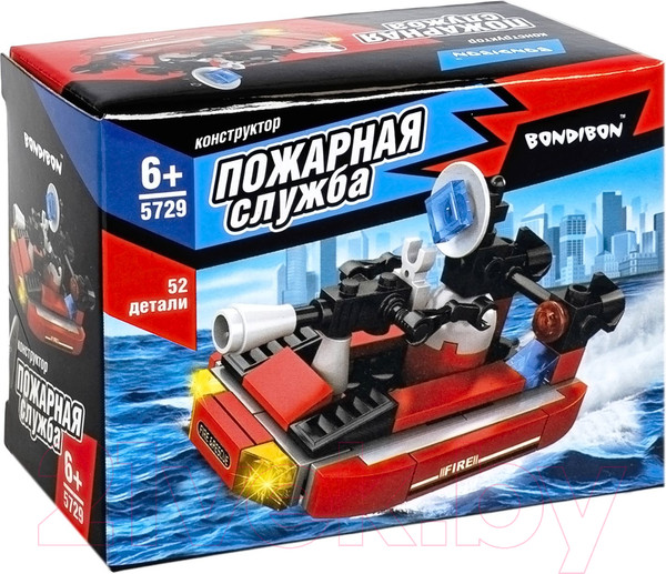 Изображение товара Конструктор Bondibon Пожарная Служба Катер / ВВ5729 (52эл)
