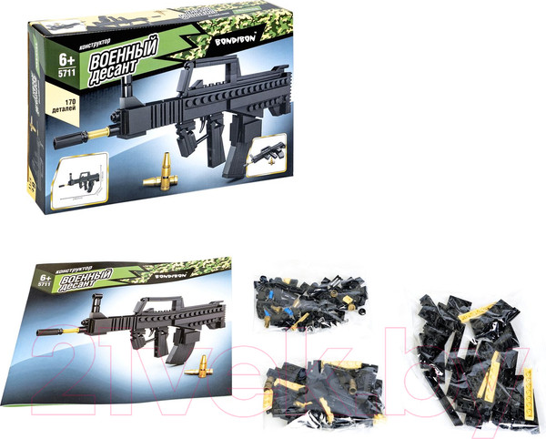 Изображение товара Конструктор Bondibon Военный Десант Автомат / ВВ5711 (170эл)