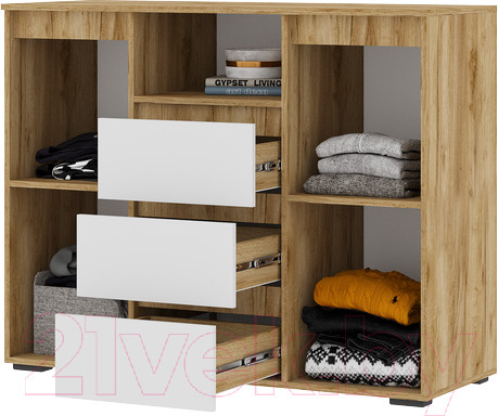 Изображение товара Тумба Стендмебель Хелен КМ 01 1202 (белый/дуб крафт золотой)