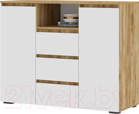 Изображение товара Тумба Стендмебель Хелен КМ 01 1202 (белый/дуб крафт золотой)