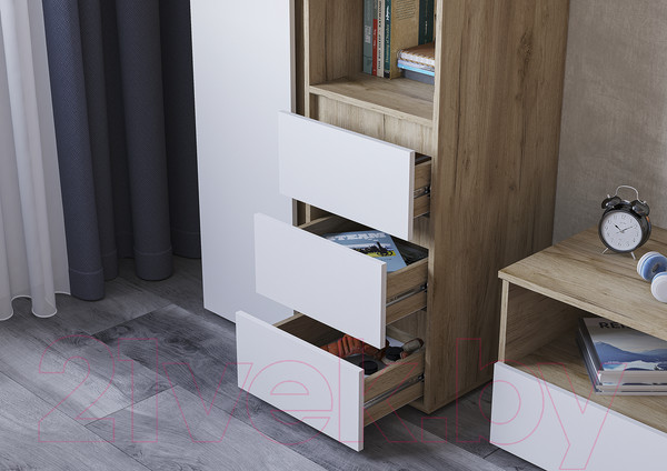 Изображение товара Тумба Стендмебель Хелен КМ 01 1202 (белый/дуб крафт золотой)