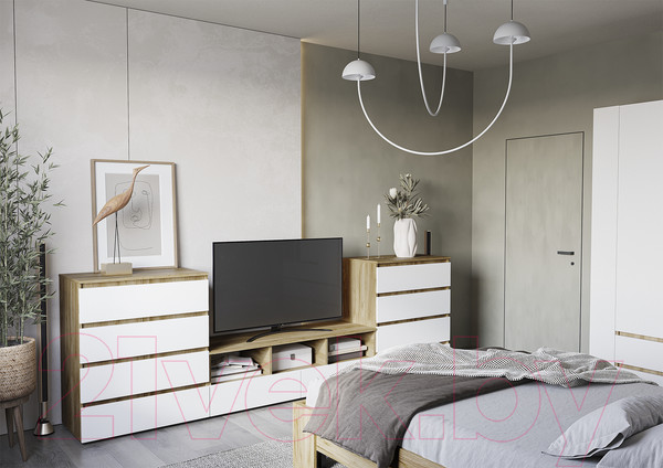 Изображение товара Тумба Стендмебель Хелен КМ 01 1202 (белый/дуб крафт золотой)