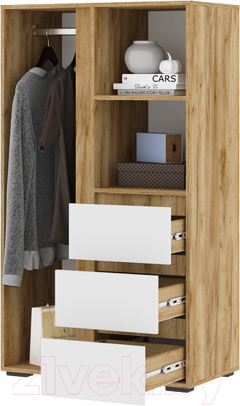 Изображение товара Шкаф Стендмебель Хелен ШК 03 (белый/дуб крафт золотой)