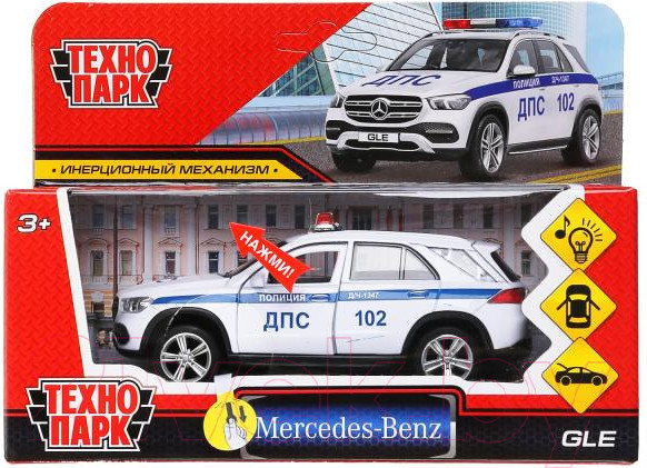 Изображение товара Автомобиль игрушечный Технопарк Mercedes-Benz Gle Полиция / GLE-12SLPOL-WH