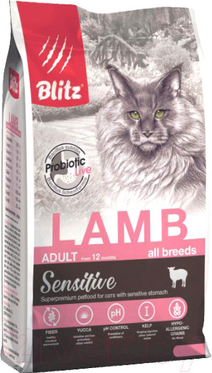 Изображение товара Сухой корм для кошек Blitz Pets Sensitive Adult Cats Lamb / 4406 (400г)