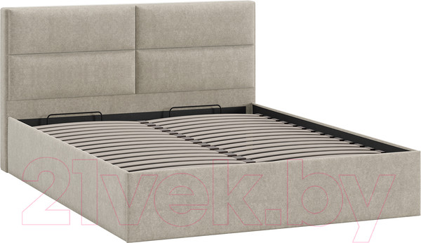 Изображение товара Двуспальная кровать ТриЯ Глосс универсальный тип 1 с ПМ 160x200 (микровелюр Jercy Cream)