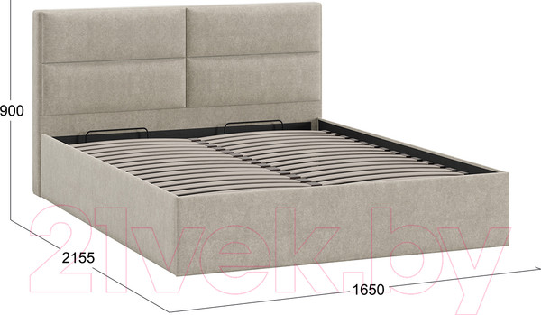 Изображение товара Двуспальная кровать ТриЯ Глосс универсальный тип 1 с ПМ 160x200 (микровелюр Jercy Cream)