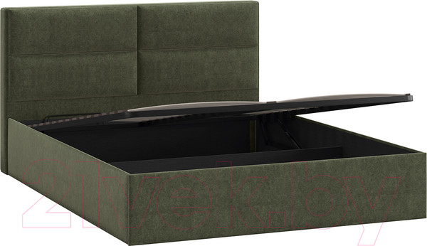 Изображение товара Двуспальная кровать ТриЯ Глосс универсальный тип 1 с ПМ 160x200 (микровелюр Jercy Deep Green)