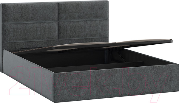 Изображение товара Двуспальная кровать ТриЯ Глосс универсальный тип 1 с ПМ 160x200 (микровелюр Jercy Graphite)